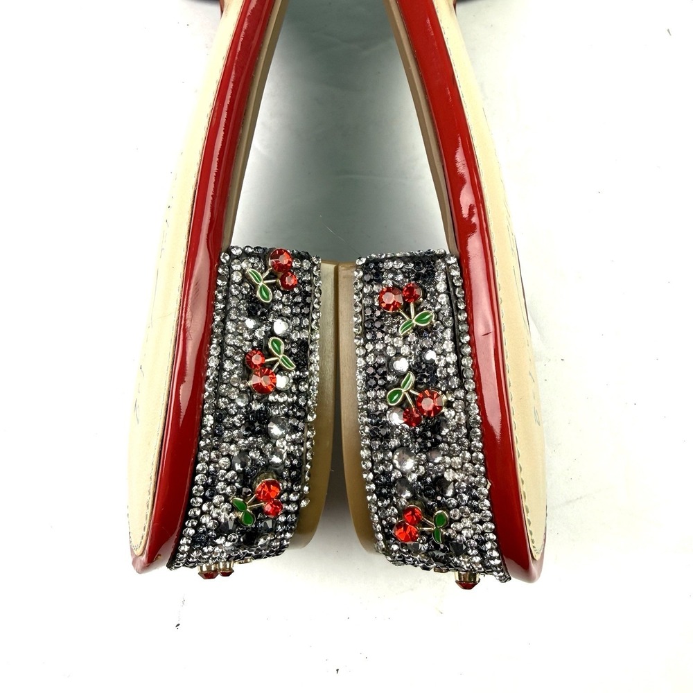 Betsey Johnson Sunny Shoes 8.5 Rhinestone Crystal Glass Cherry Heels Brand New - Picture 8 of 12